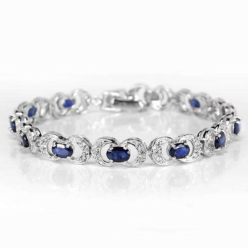 ***IN STOCK!!!***REAL STONES!!!*** 7.2CT NATURAL BLUE SAPPHIRE STERLING 925 SILVER BRACELET
