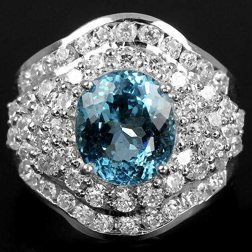 ***IN STOCK!!***REAL STONES!!!*** NATURAL AAA LONDON BLUE TOPAZ STERLING 925 SILVER RING 6