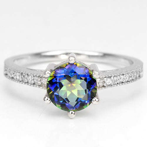 ***IN STOCK!!***REAL STONES!!!*** GENUINE AAA MULTI COLOR TOPAZ STERLING 925 SILVER RING 7