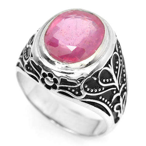 ***IN STOCK!!***REAL STONES!!!*** NATURAL PINK RED RUBY OVAL FACET STERLING 925 SILVER RING 8