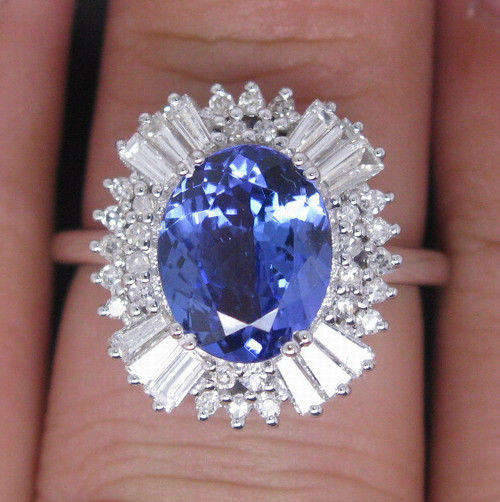 IN STOCK!! "CERTIFICATE INCLUDED" Best Natural Tanzanite VVS Diamond Ring Solid 18K
