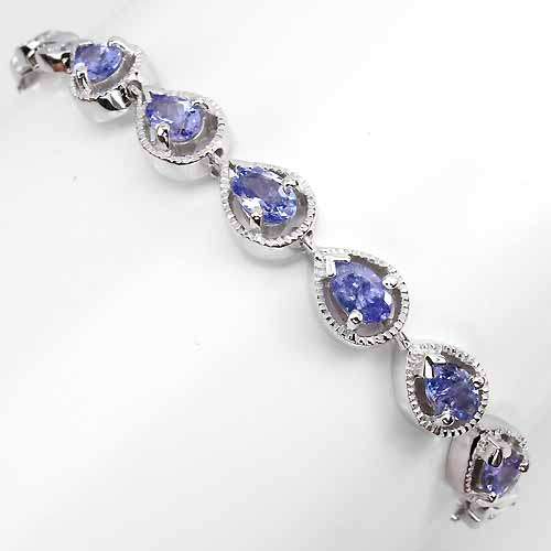 ***REAL STONES!!!***IN STOCK!!!***  NATURAL BLUE VIOLET TANZANITE STERLING 925 SILVER BRACELET
