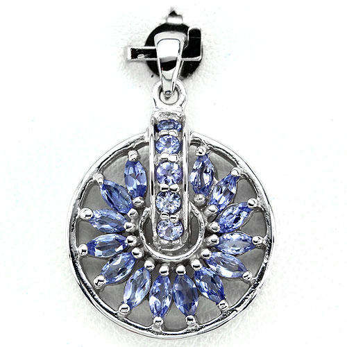 ***REAL STONES!!!*** NATURAL TOP RICH BLUE VIOLET TANZANITE STERLING 925 SILVER PENDANT