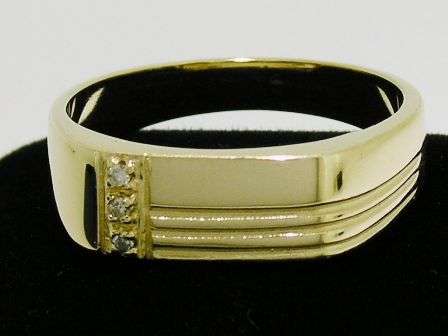 SOLID 9ct Yellow Gold MENS Natural Diamond SIGNET Ring
