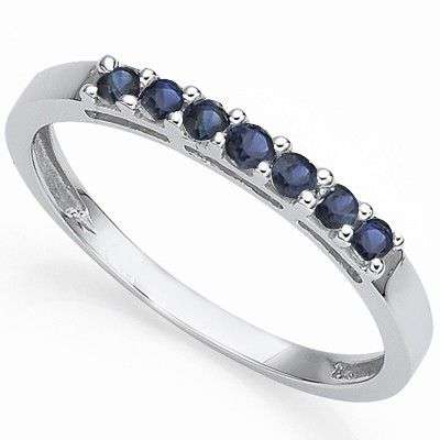**IN STOCK!!***0.32 CT GENUINE SAPPHIRE PLATINUM OVER 0.925 STERLING SILVER RING SIZE 7
