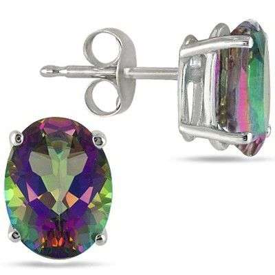 **IN STOCK!!*** 0.90 CT MYSTIC GEMSTONE 0.925 STERLING SILVER W/ PLATINUM EARRINGS