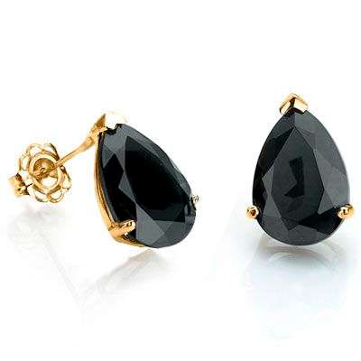 **IN STOCK!!*** 1 CARAT TW (2 PCS) GENUINE BLACK SAPPHIRE 10K SOLID YELLOW GOLD EARRINGS