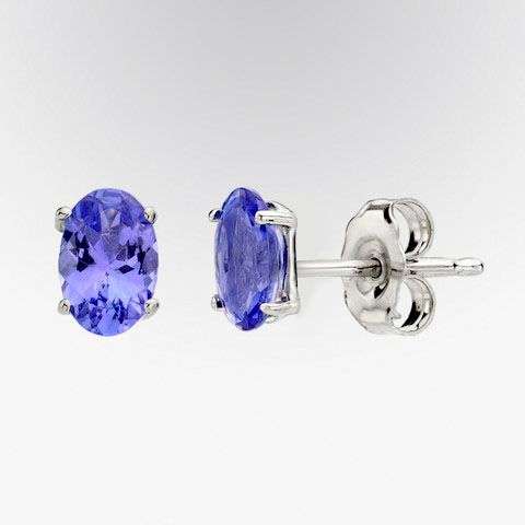 **IN STOCK!!***0.9 CARAT TW (2 PCS) GENUINE TANZANITE 10K SOLID WHITE GOLD EARRINGS