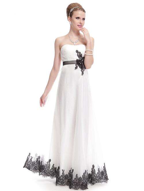 Elegant Strapless Rhinestones Lacey Prom Maxi Evening Dress Size 12