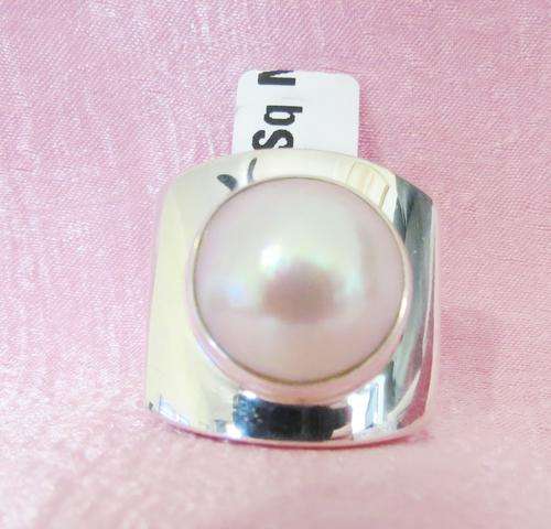 ***IN STOCK!!*** HEAVY  solid Silver Bulky Mabe Pearl rings