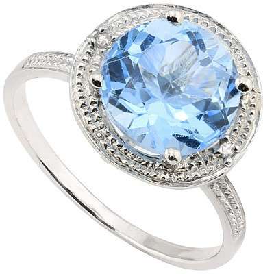 ***IN STOCK***REAL STONES!!!*** 2.09 CT BLUE TOPAZ & 2 PCS WHITE DIAMOND PLATINUM OVER 0.925 STERLIN