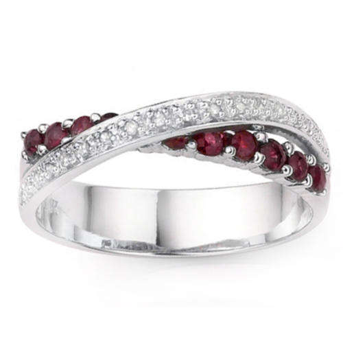 ***IN STOCK***REAL STONES!!!*** 0.51 CARAT TW (13 PCS) GENUINE RUBY & GENUINE DIAMOND PLATINUM OVER
