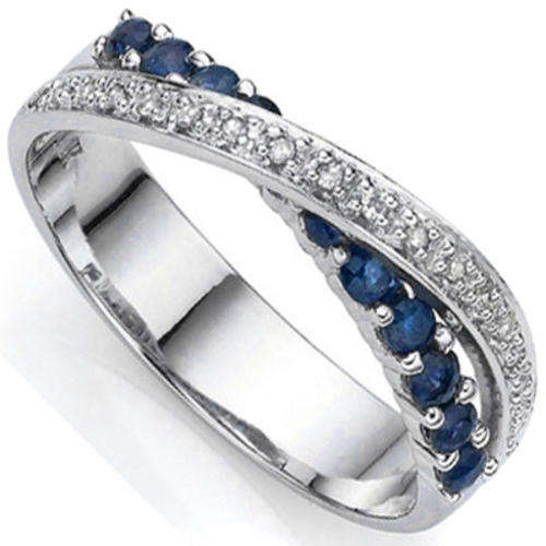 ***IN STOCK***REAL STONES!!!*** 0.51 CARAT TW GENUINE SAPPHIRE & GENUINE DIAMOND PLATINUM OVER