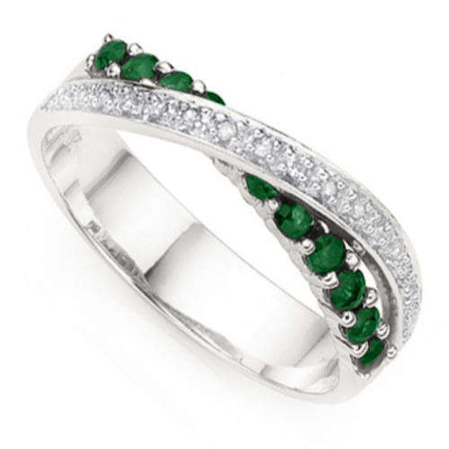 ***IN STOCK***REAL STONES!!!*** 0.51 CARAT TW GENUINE EMERALD & GENUINE DIAMOND PLATINUM OVER