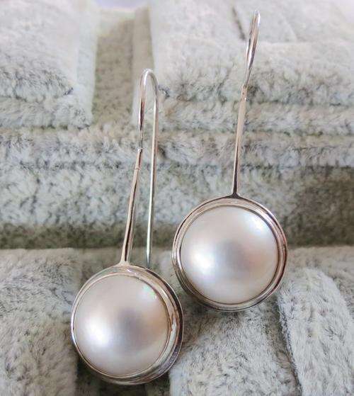 ***IN STOCK***REAL STONES!!!*** SOLID STERLING SILVER FABULOUS MABE EARRINGS
