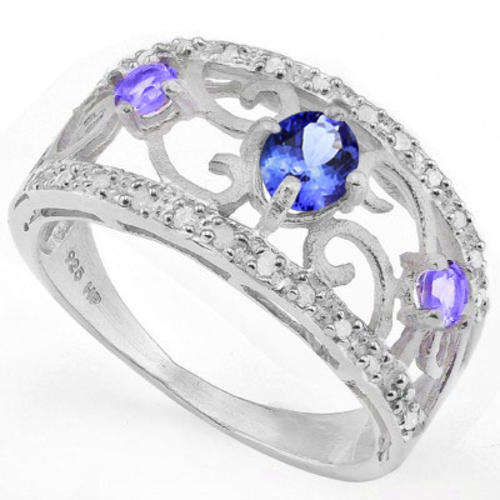 ***IN STOCK!!!***REAL STONES!!!*** Size 8 - 0.68 CARAT TW GENUINE TANZANITE PLATINUM OVER