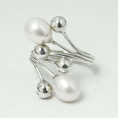 ***IN STOCK*** SOLID STERLING SILVER BALI PEARL RING SIZE OPEN