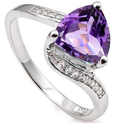 ***IN STOCK***REAL STONES!!!*** 1.58 CARAT TW (13 PCS) AMETHYST & CREATED WHITE SAPPHIRE PLATINUM OV