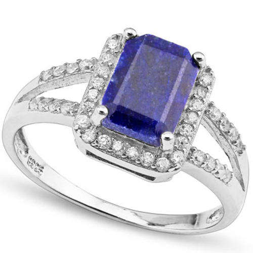 ***IN STOCK***REAL STONES!!!*** 2.64 CARAT TW DYED SAPPHIRE & CREATED WHITE SAPPHIRE PLATINUM OVER 0