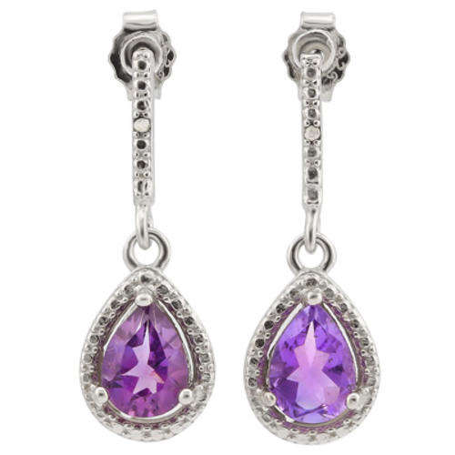 ***IN STOCK***REAL STONES!!!*** 1.233 CARAT TW (4 PCS) AMETHYST & GENUINE DIAMOND PLATINUM OVER 0.92