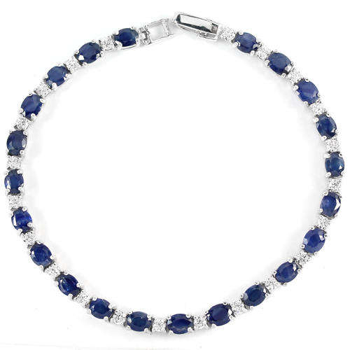 ***IN STOCK***REAL STONES!!!*** GENUINE AAA BLUE SAPPHIRE OVAL STERLING 925 SILVER BRACEL