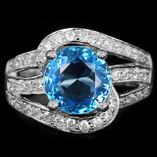 ***IN STOCK***REAL STONES!!!*** SWISS BLUE TOPAZ  STERLING 925 SILVER RING 7