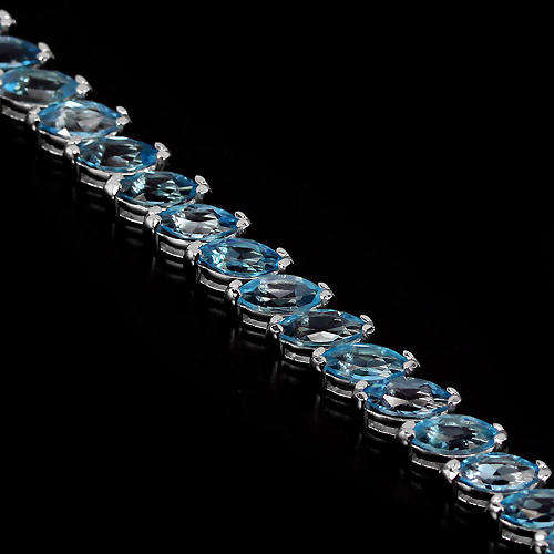 ***IN STOCK***REAL STONES!!!*** GENUINE AAA SWISS BLUE TOPAZ STERLING 925 SILVER BRACELET 7.75