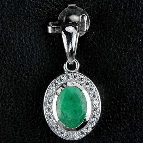 ***IN STOCK***REAL STONES!!!*** AAA GREEN EMERALD OVAL STERLING 925 SILVER PENDANT