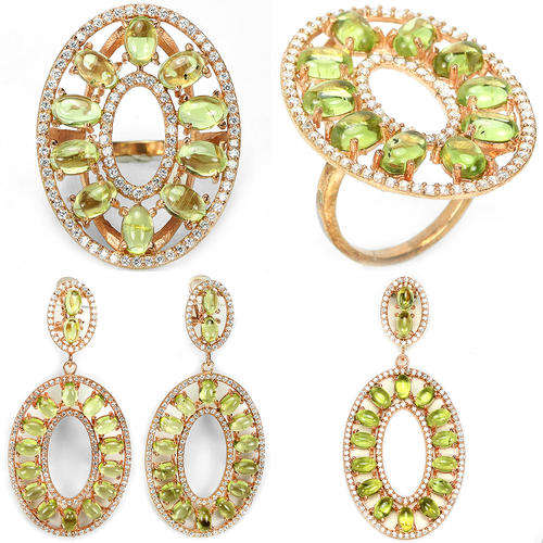 ***IN STOCK***REAL STONES!!!***GREEN PERIDOT STERLING 925 SILVER PINK RING 6.5, EARRINGS AND PENDANT