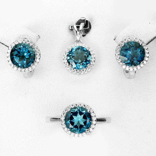 ***IN STOCK***REAL STONES!!!*** NATURAL ROUND 8mm TOP LONDON BLUE TOPAZ STERLING 925 SILVER SE