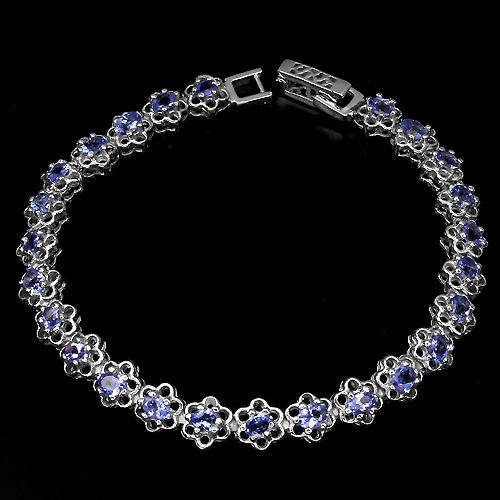 ***IN STOCK***REAL STONES!!!*** 4x3mm BLUE VIOLET TANZANITE STERLING 925 SILVER BRACELET