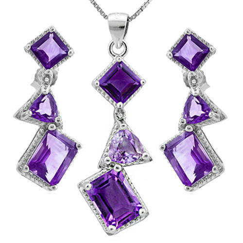 ***IN STOCK!!!***REAL STONES!!!***  7.3 CT AMETHYST & GENUINE DIAMOND PLATINUM OVER 0.925 S