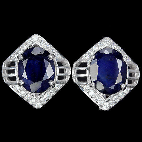 ***IN STOCK!!!***REAL STONES!!!***  GENUINE 11X9 MM BLUE SAPPHIRE OVAL & WHITE TOPAZ STERLING 925