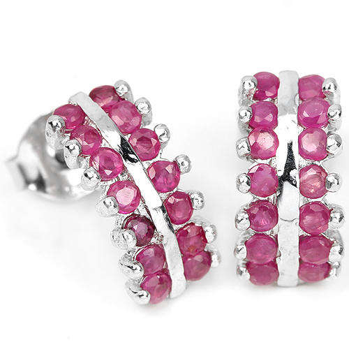 ***IN STOCK!!!***REAL STONES!!!***  AAA RED PINK RUBY ROUND FACET STERLING 925 SILVER EARRING