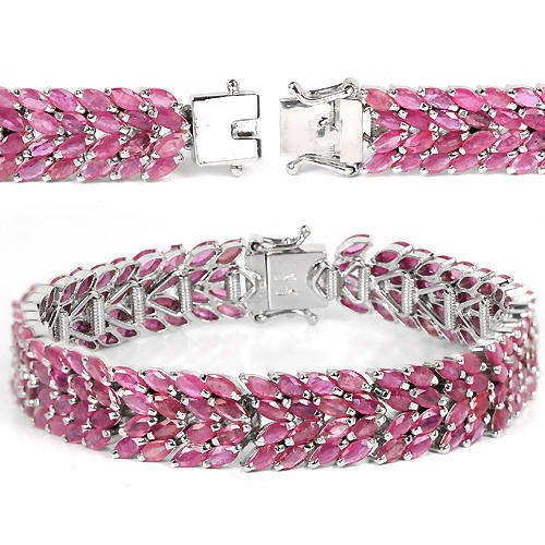 IN STOCK!! GENUINE HEATED ASIA PINK RED RUBY MARQUISE STERLING 925 SILVER BRACELET 7.25