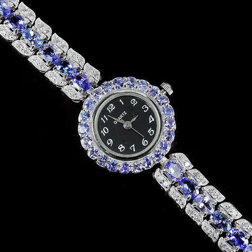 IN STOCK!! SO UNIQUE!! REAL GEMSTONES NATURAL 13 CT TANZANITE LADIES WATCH