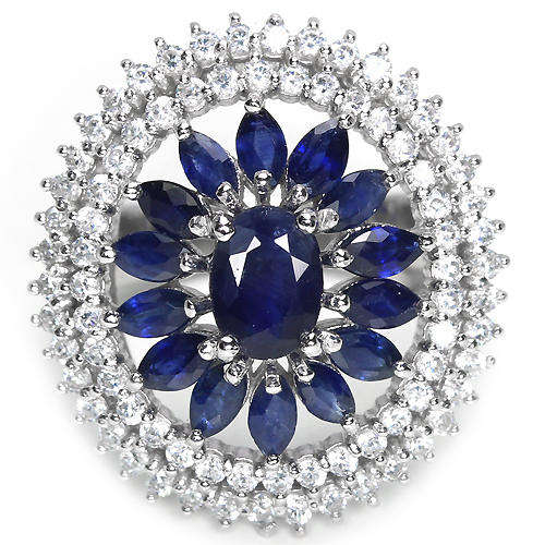 IN STOCK!! REAL STONES! ASIA BLUE SAPPHIRE STERLING 925 SILVER RING SIZE 7.75