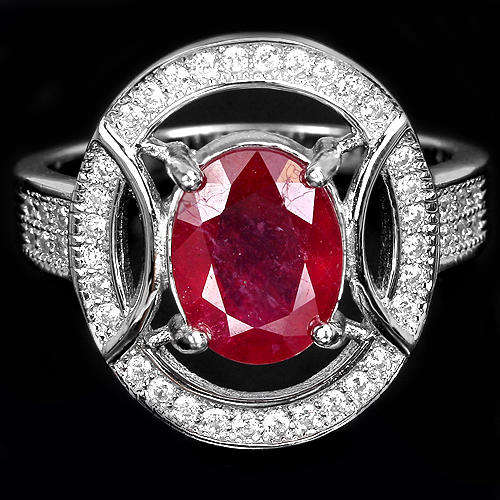 IN STOCK!! REAL STONES! GENUINE 9X7 MM. AAA BLOOD RED RUBY STERLING 925 SILVER RING 7.25