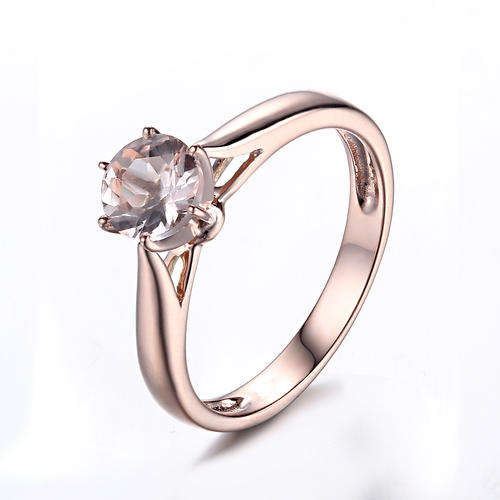 ***IN STOCK!!!***10K ROSE GOLD Classicl ROUND 5.5-6.5MM Morganite SOLITAIRE RING ENGAGEMENT RING