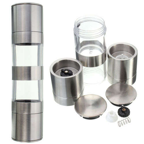 **IN STOCK!!**2 in 1 Stainless Steel Spice Salt and Pepper Grinder Two Mills Home Kitchen Tool