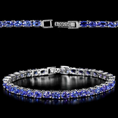 ***IN STOCK***REAL STONES!!!*** NATURAL 33 PCS. AAA BLUE TANZANITE OVAL STERLING 925 SILVER BRACELET