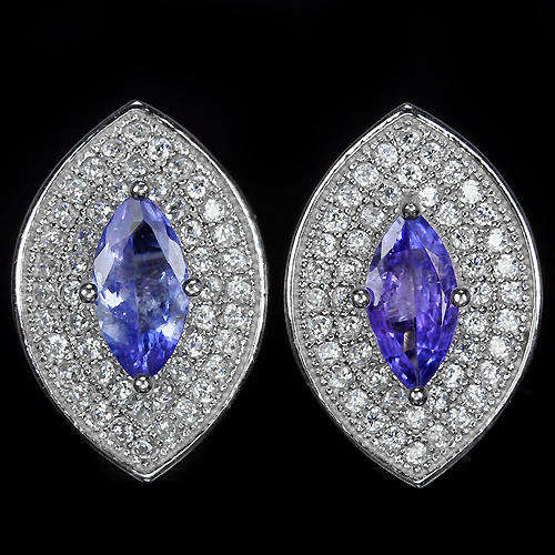 ***IN STOCK***REAL STONES!!!*** NATURAL VIOLET BLUE TANZANITE MARQUISE STERLING 925 SILVE
