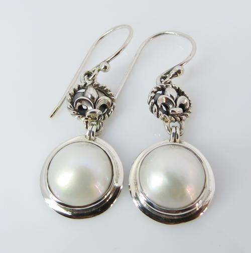 ***IN STOCK!!*** GORGEOUS REAL WHITE MABE SOLID STERLING SILVER STAMPED 925 EARRINGS