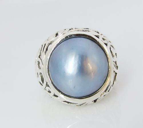 ***IN STOCK!!*** GORGEOUS REAL BLUE MABE SOLID STERLING SILVER STAMPED 925 RING