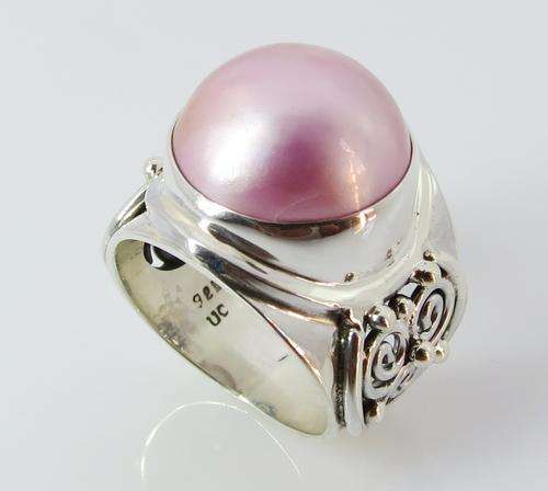 ***IN STOCK!!*** GORGEOUS REAL PINK MABE SOLID STERLING SILVER STAMPED 925 RING