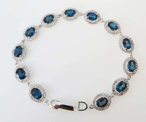 ***IN STOCK!!*** LOVELY REAL LONDON TOPAZ GEMSTONES SOLID STERLING SILVER STAMPED 925 BRACELET