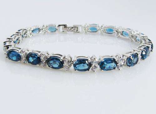 ***IN STOCK!!*** LOVELY REAL LONDON TOPAZ GEMSTONES SOLID STERLING SILVER STAMPED 925 BRACELET