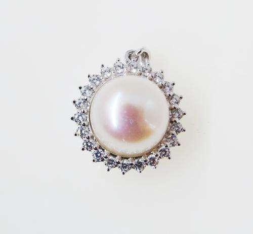 ***IN STOCK!!*** GORGEOUS REAL PEARL SOLID STERLING SILVER STAMPED 925 PENDANT