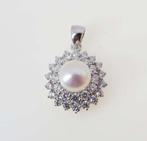 ***IN STOCK!!*** GORGEOUS REAL PEARL SOLID STERLING SILVER STAMPED 925 PENDANT