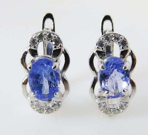 ***IN STOCK!!*** LOVELY REAL TANZANITE GEMSTONES SOLID STERLING SILVER STAMPED 925 EARRING